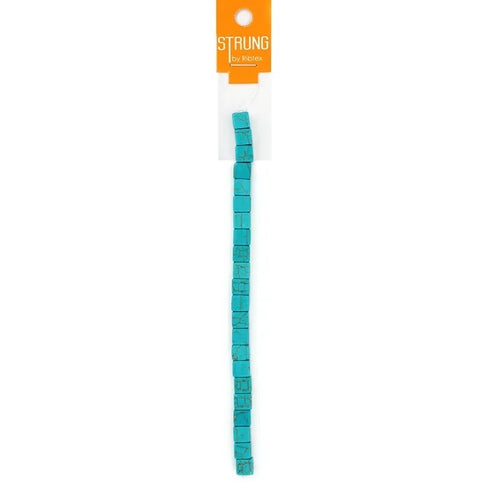 Turquoise Colour Square Stone Strung Beads